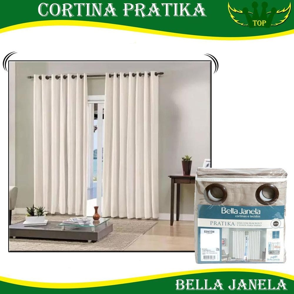 Cortina Blackout E Voil Pratika Slim 2,60X1,70M Bella Janela