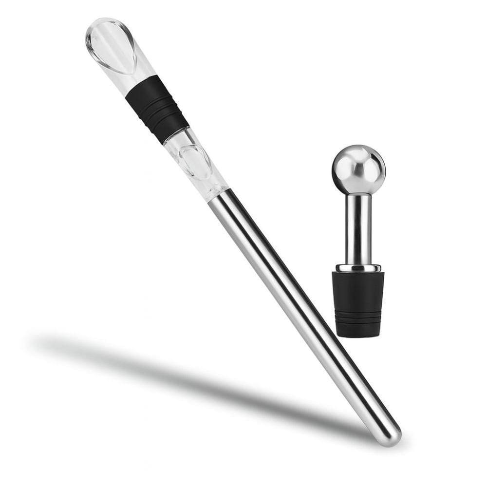 Bastão Resfriador Vinho Inox Bico Aerador Corta Gotas Luxo