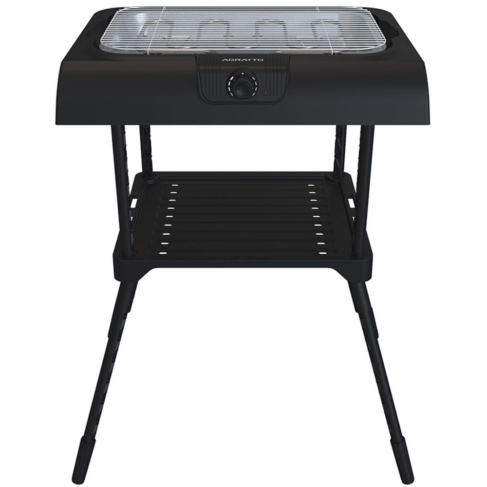 Churrasqueira Elétrica Portátil 2 em 1 Pedestal e Mesa sem Fumaça Grill 220V Preta Agratto Achp01n