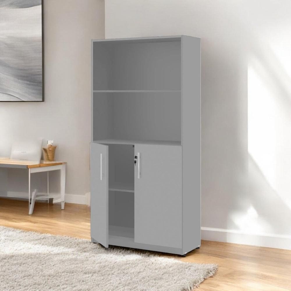Armário Estante com Prateleiras Lumiere Cinza
