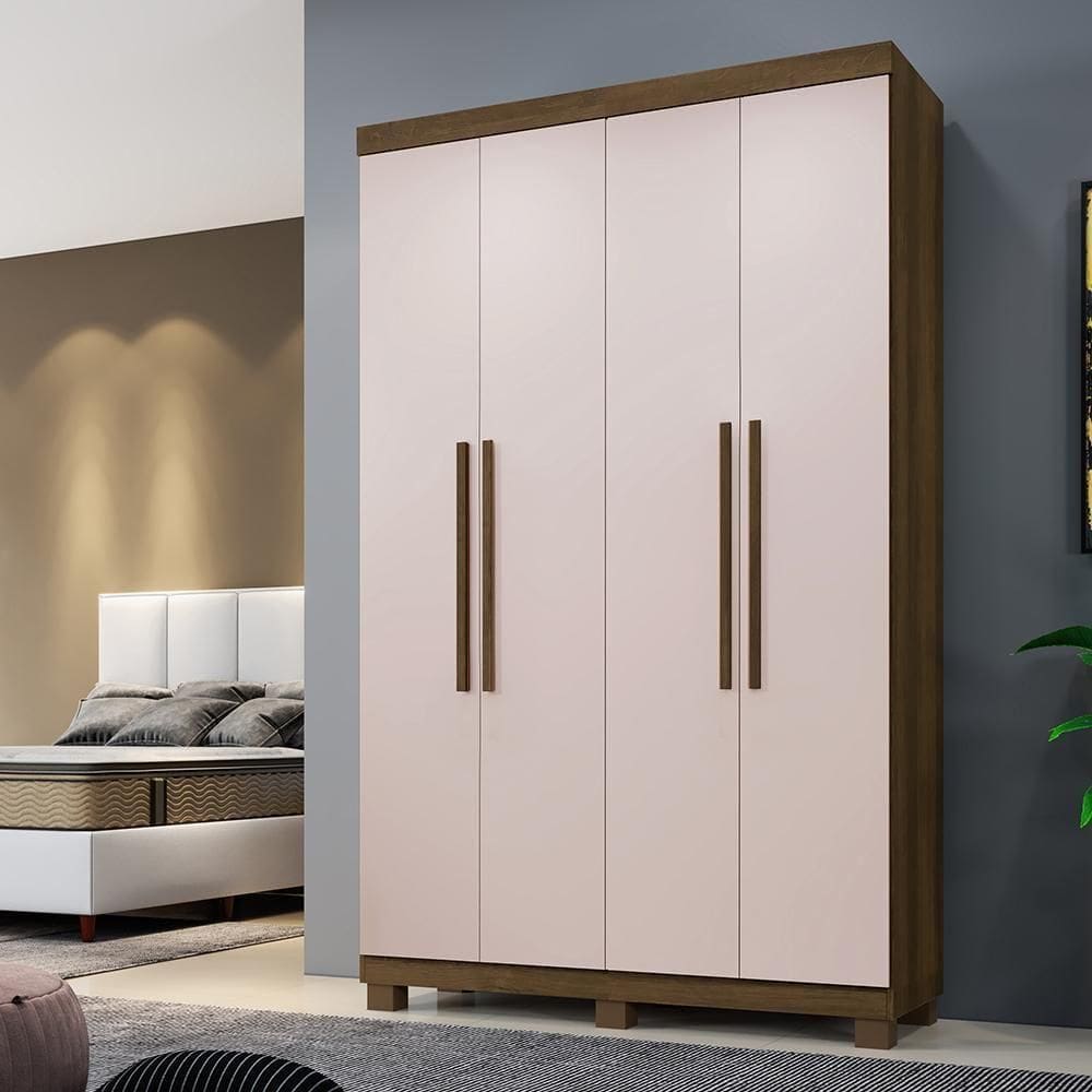 Roupeiro Verona 4 Portas E 3 Gavetas Imbuía/off