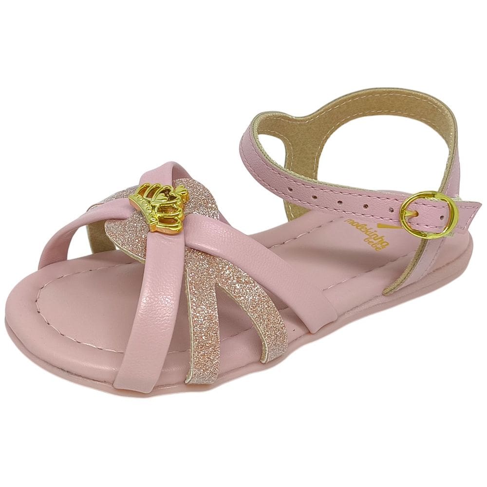 Sandalia Infantil Menina Conforto Pingente Dourado Molekinha