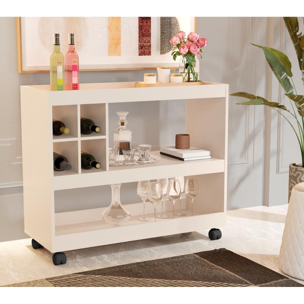 Aparador Adega Bar com Suporte para Taças 4151 Perola