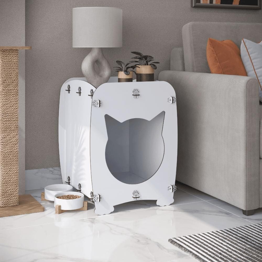 Mesa De Cabeceira Casinha Pet Gato Cat Branco