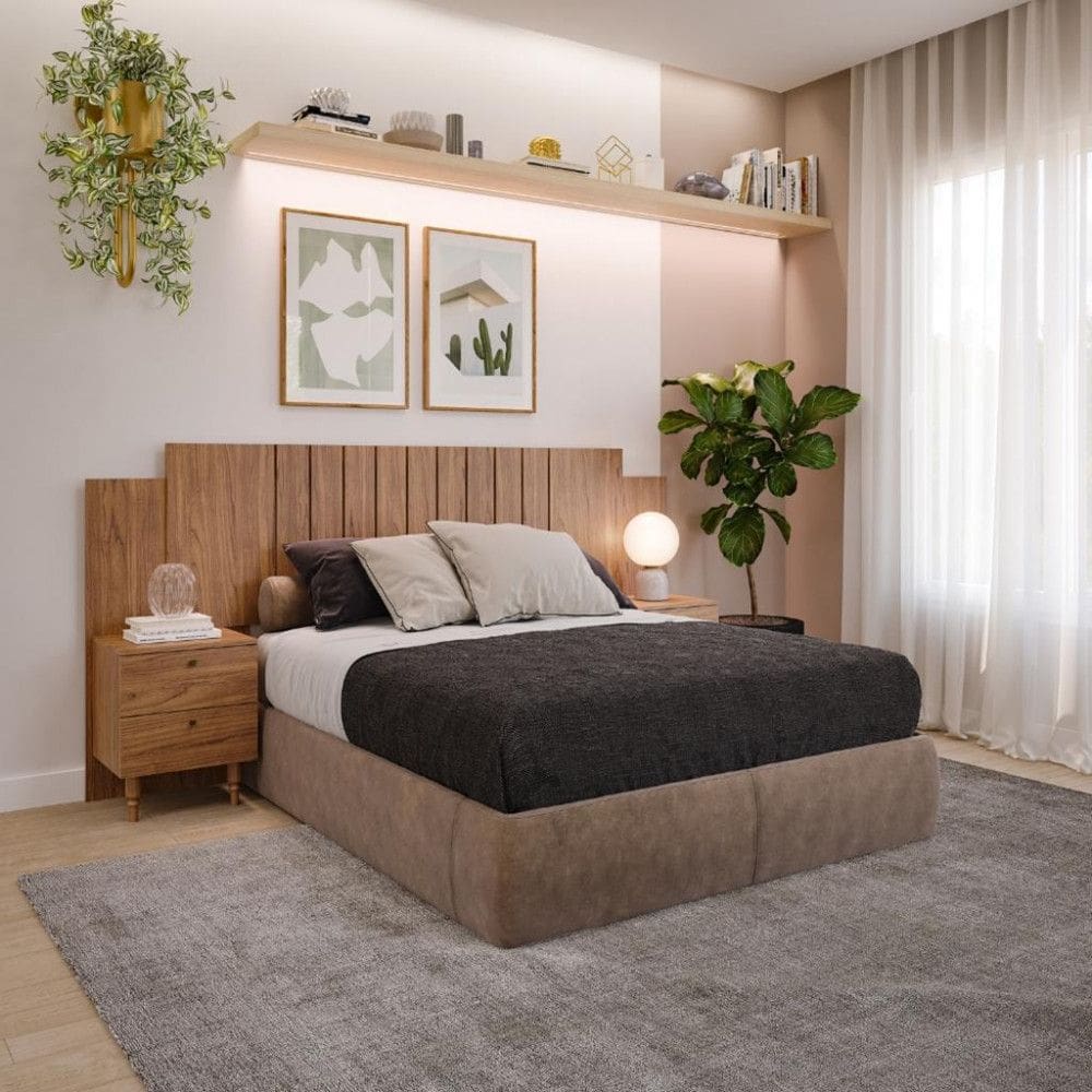 Cabeceira Queen com 2 Mesas Lateral 2 Gavetas em MDF Genova Panan