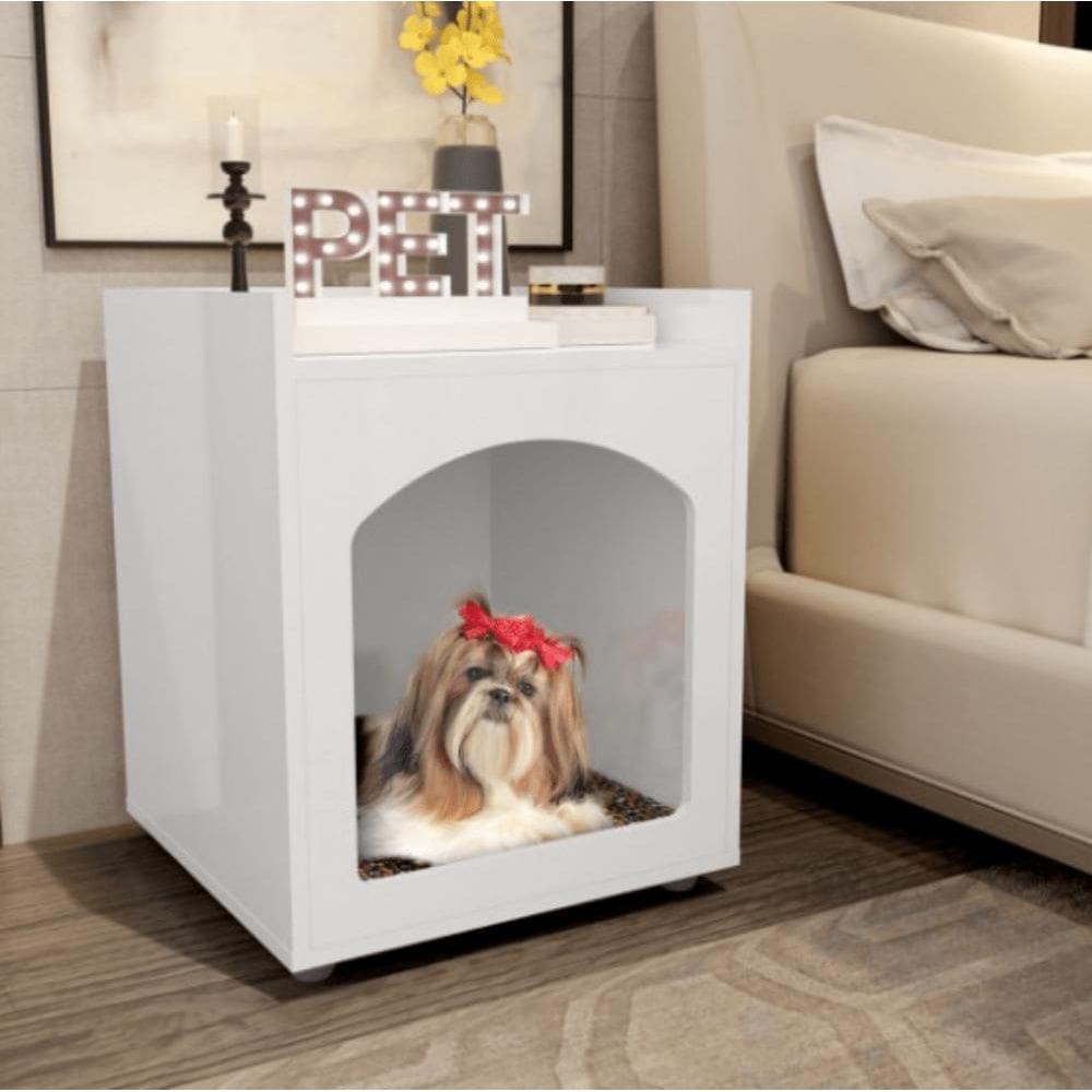 Mesa de Cabeceira Casinha de Cachorro/Gato PET Branco