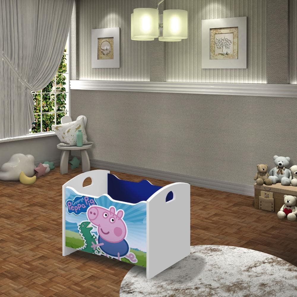 Caixa Baú Organizadora de Brinquedos infantil MDF Luna George Azul