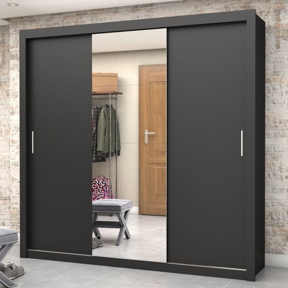 Guarda Roupa Casal com Espelho 3 Portas de Correr Luna Plus Carioca Moveis