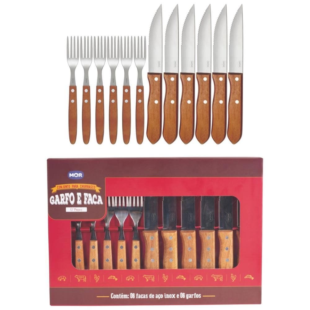 Jogo De Talheres MOR Faqueiro Churrasco 12 Peças