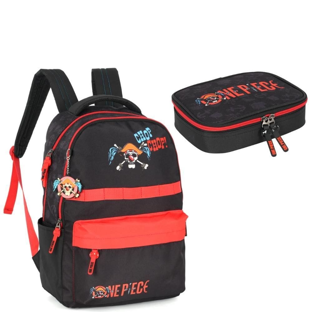 Kit Mochila De Costas Juvenil One Piece Vermelho Luxcel