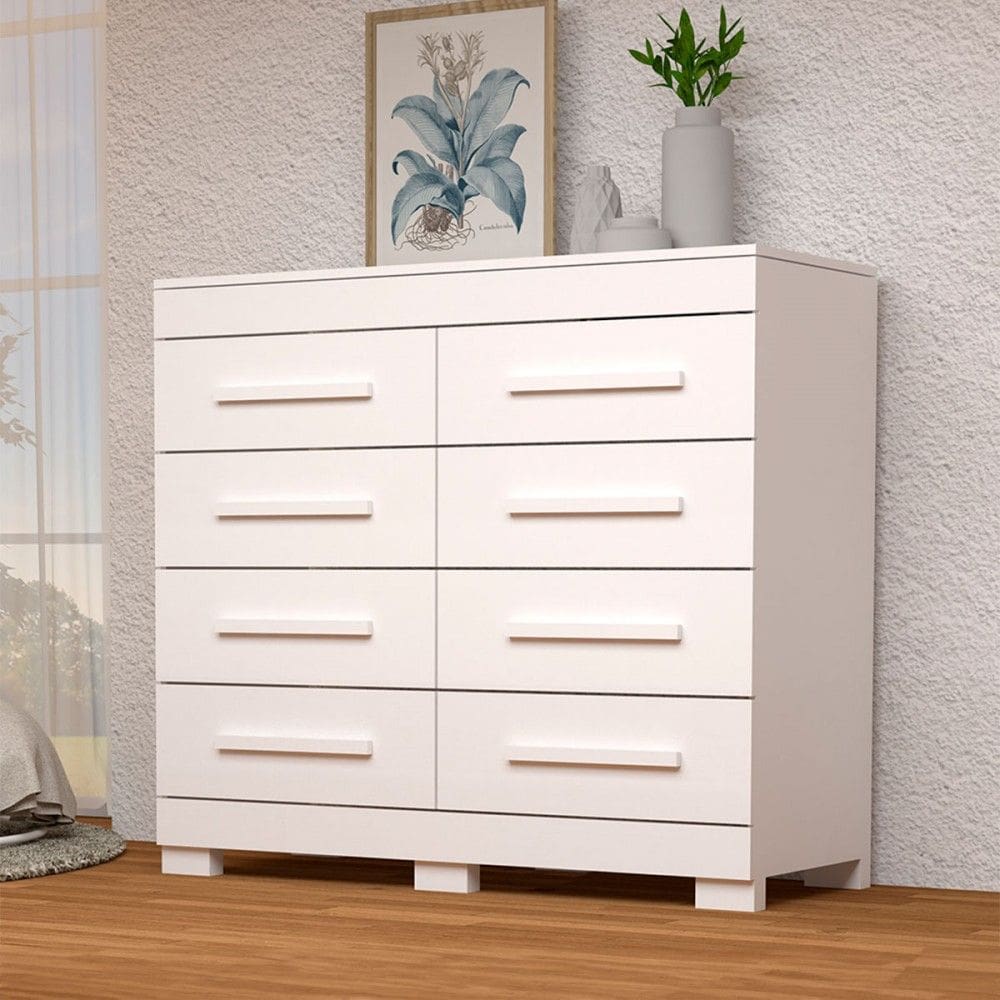 Cômoda Nalu 8 Gavetas 100% Mdf Branco - Acp Móveis