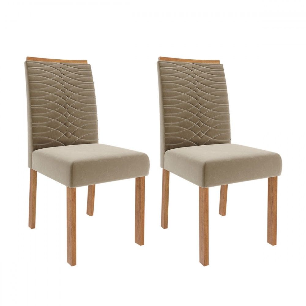 Cadeiras Kit 2 Cadeiras Clarice Wood Suede Madeira/Joli - Cimol