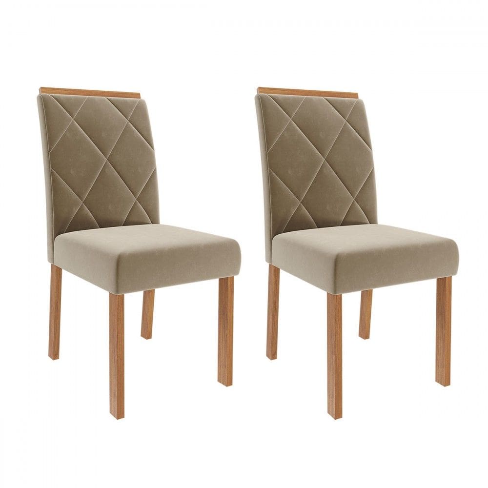 Cadeiras Kit 2 Cadeiras Fernanda Wood Suede Madeira/Joli - Cimol