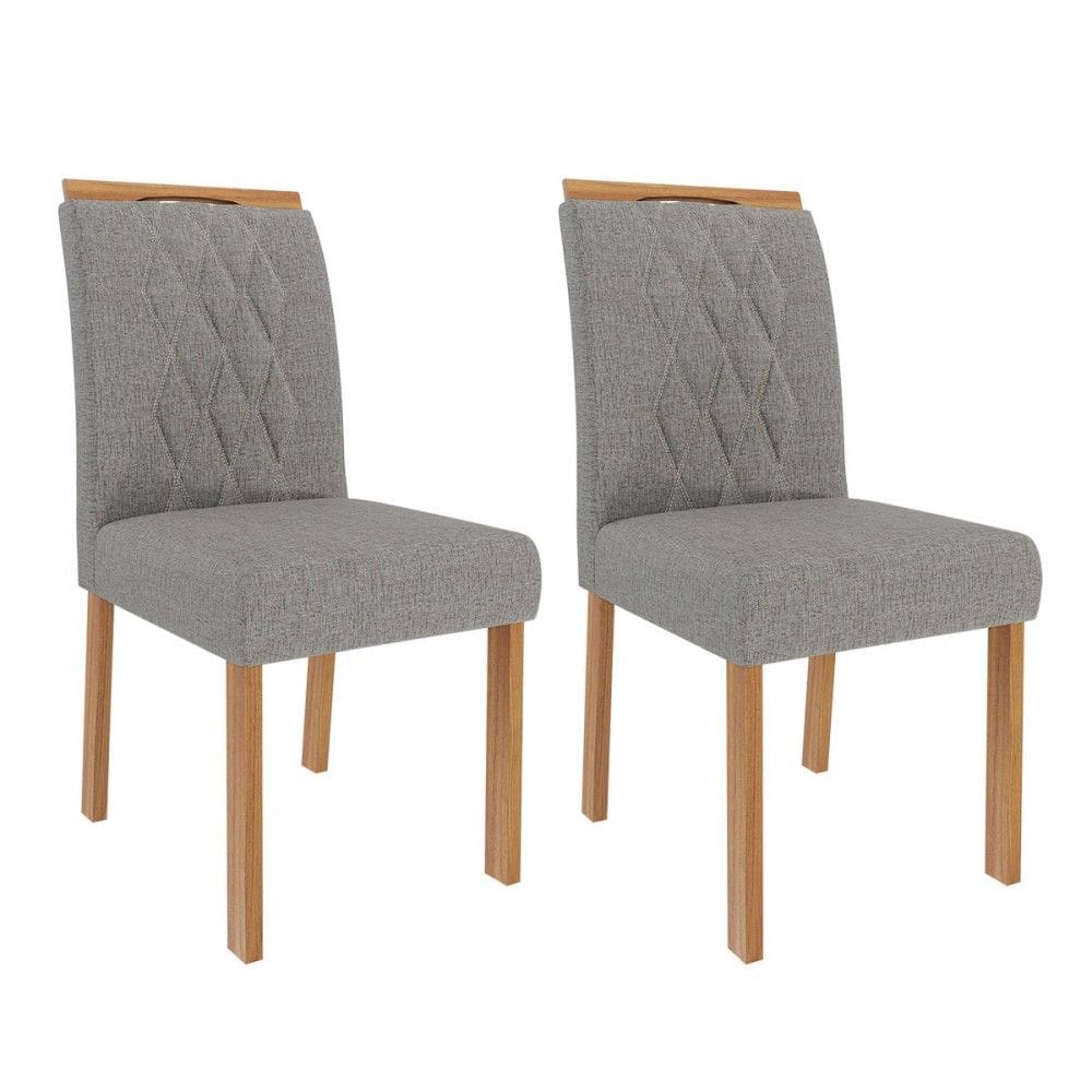 Cadeiras Kit 2 Cadeiras Juliana Wood Linho Madeira/Linho Grafite - Cimol