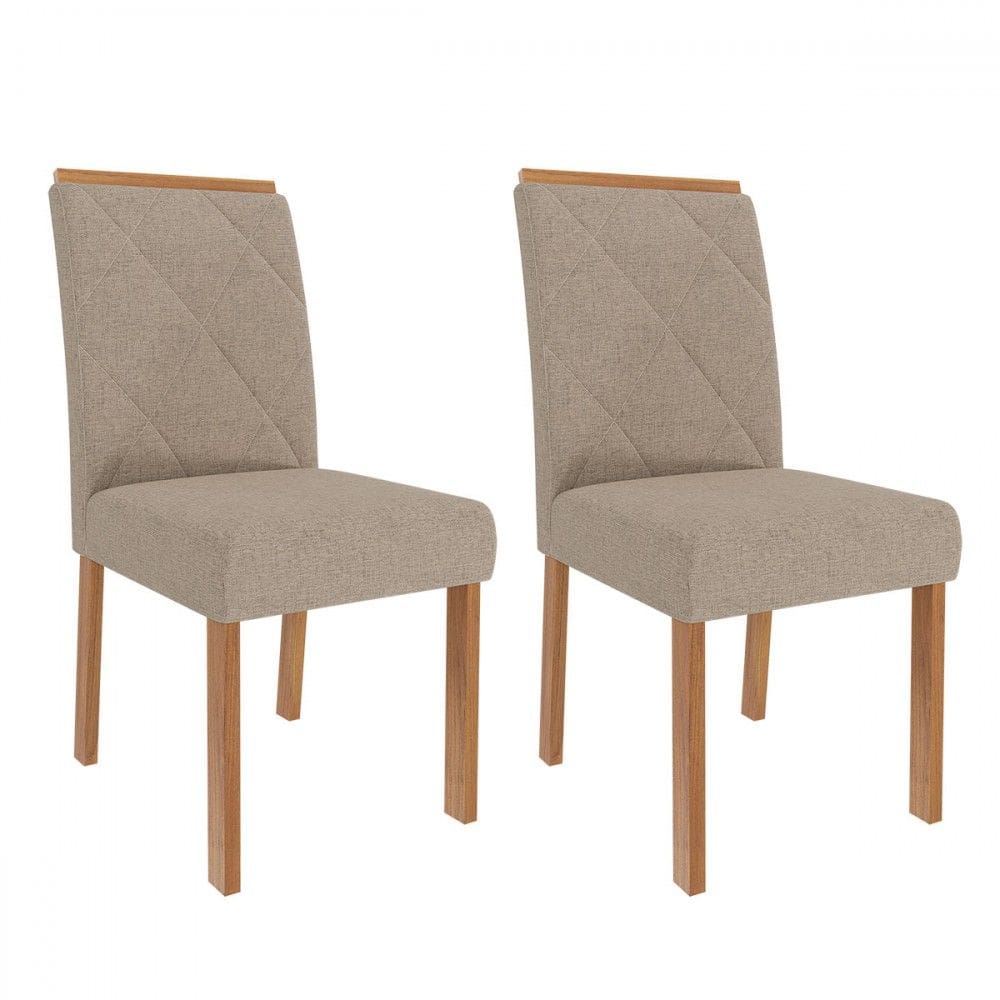 Cadeiras Kit 2 Cadeiras Fernanda Wood Linho Madeira/Linho Bege - Cimol