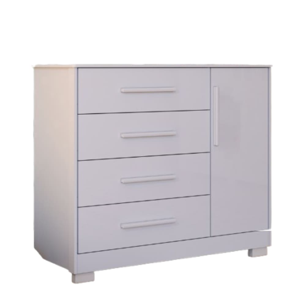 Cômoda Infantil Charlô  Peroba Branco 100% Mdf  1 Porta Lisa