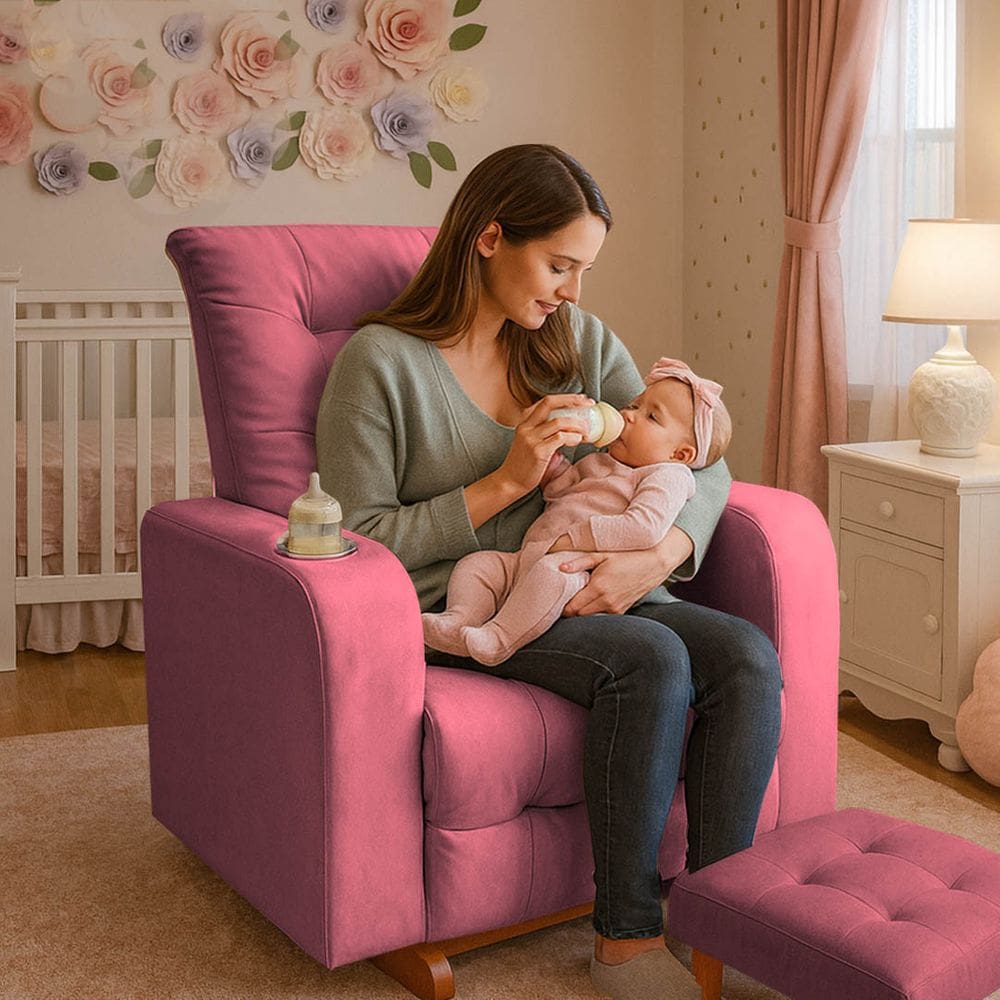 Poltrona De Balanço Base Com Puff Gloria Rosa
