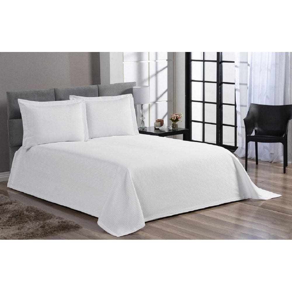 Cobre Leito Colcha Cama Casal Piquet Algodão 3 Peças Hotel