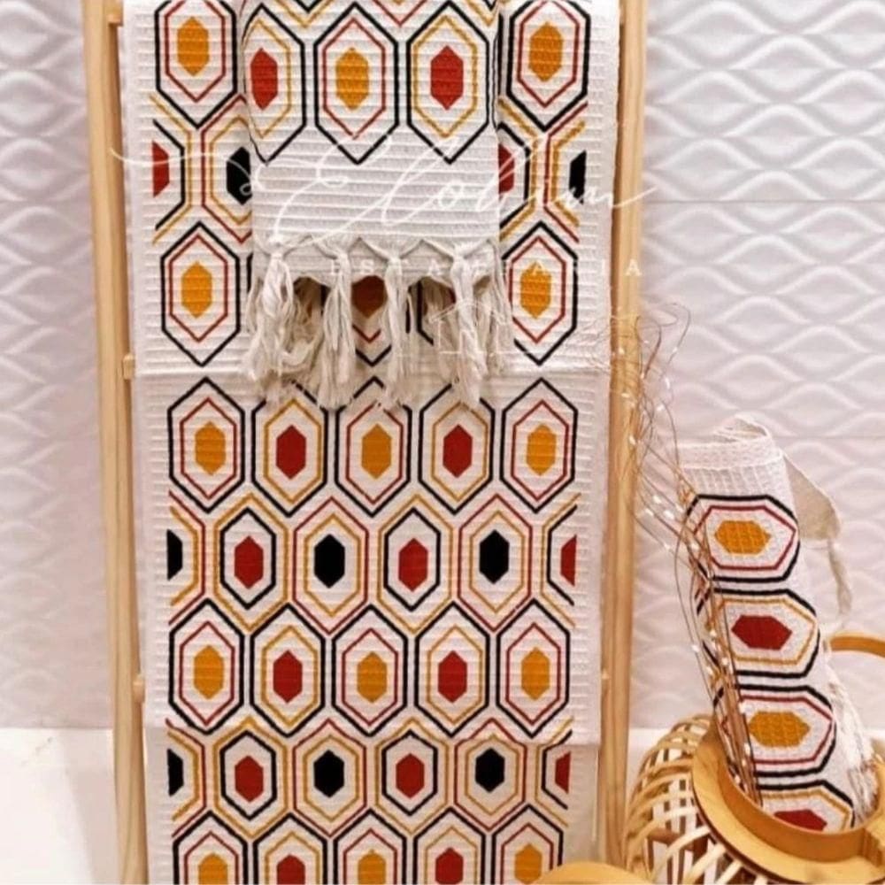 Kit 3 Passadeira Rosa De Cozinha Corredor Estampa Geométrica Tecido Grosso Tear Nozinho 100% Algodão Modelo Arte