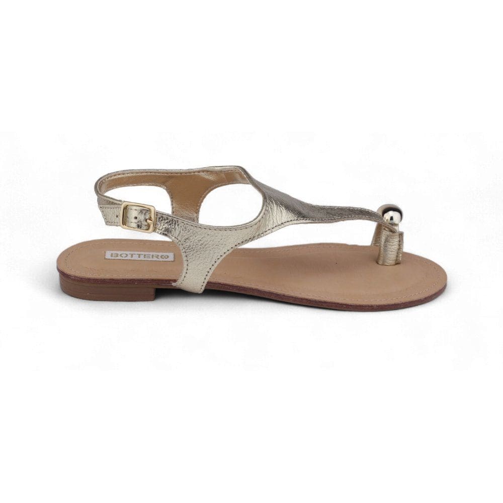 Sandália Rasteira Feminina Bottero Couro 368508 Metalizada