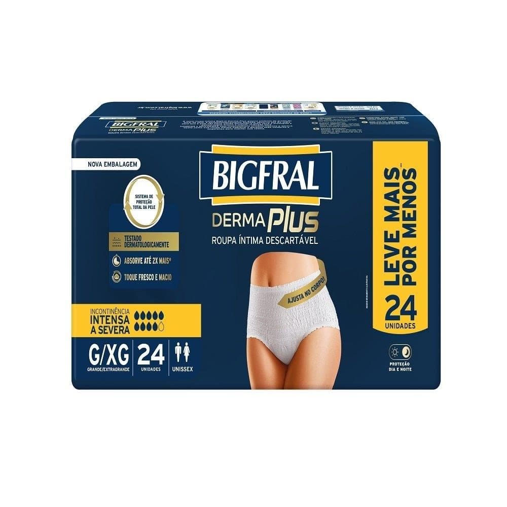 Fralda Descartavel Adulto Bigfral Roupa Intima  Derma Plus Grande/Extra Grande - 4 Pacotes com 24 Fraldas