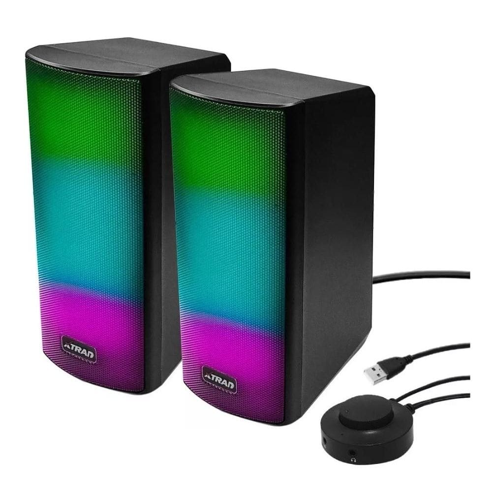 Caixa De Som Bluetooth Cartão Sd Usb Para Pc Notebook e Celular Rgb XDG-297