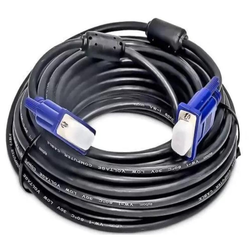 Cabo Para Monitor e Projetor VGA DB15 Com Filtro 5 Metros Preto