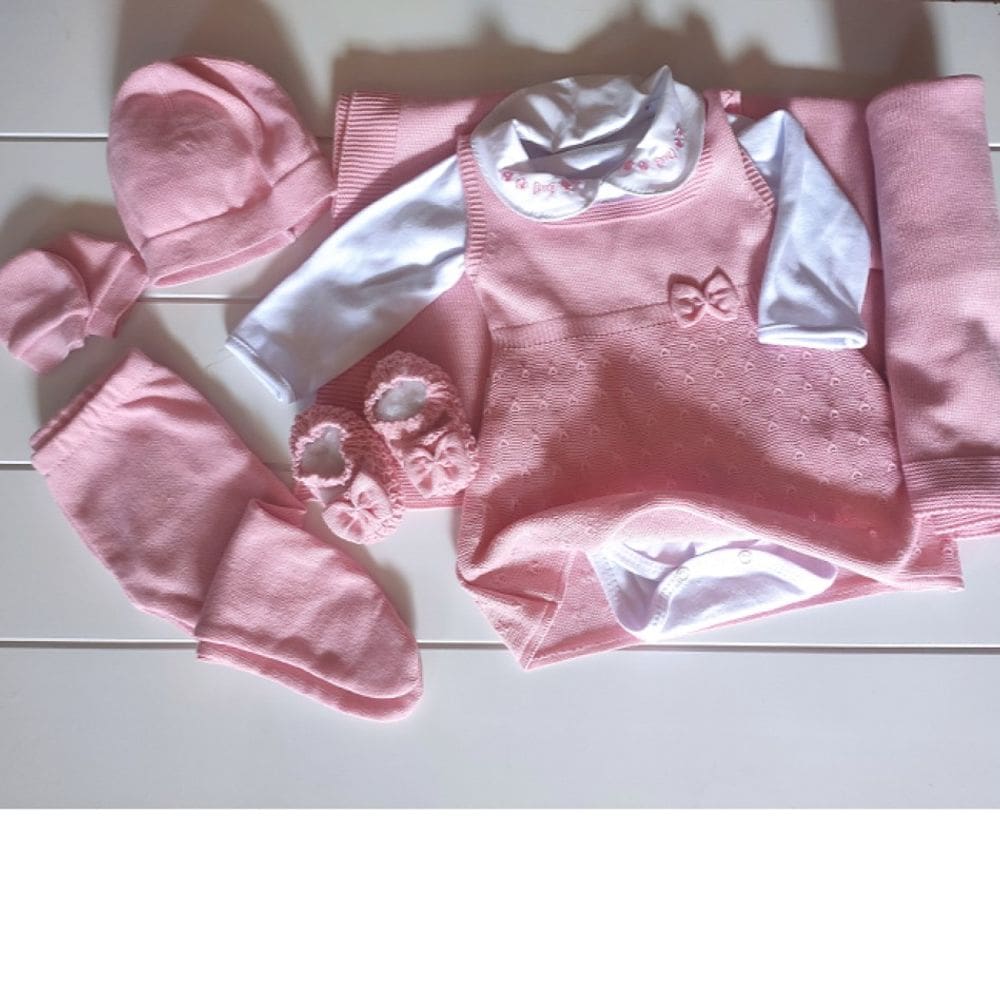 Saída maternidade tricô menina 7 peças