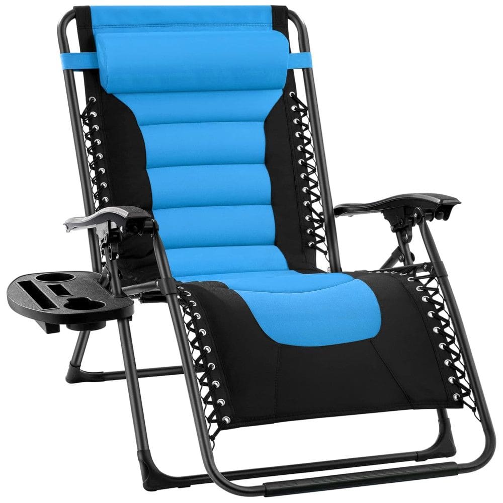 Cadeira Reclinável Ajustável Gravidade Zero com Apoio de Cabeça e Porta Copos, BEST CHOICE PRODUCTS, Azul