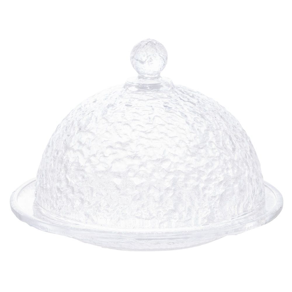 Queijeira de Cristal Martelado C/Tampa Petra Transparente 19,5x13cm Lyor