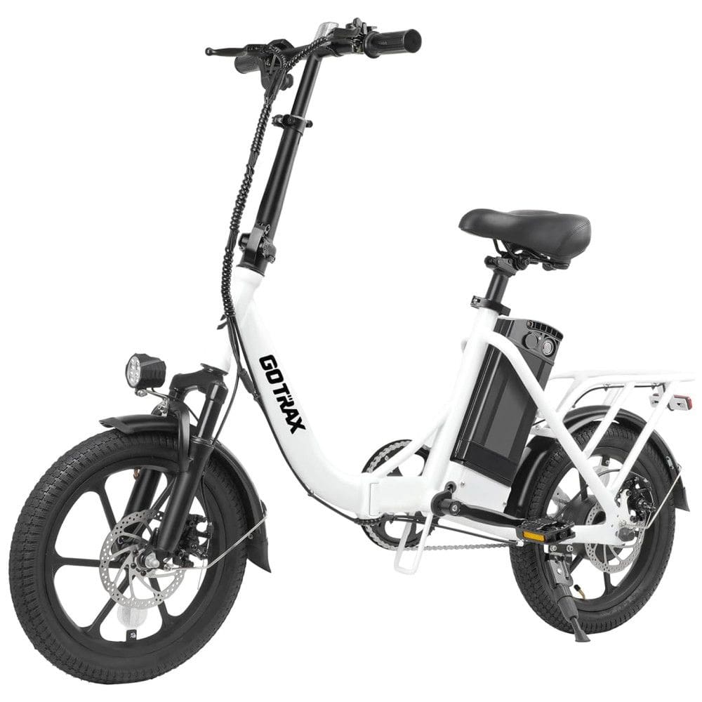 Bicicleta Elétrica Dobrável Gotrax NEPHELE 16” | Motor 350W, Bateria Removível, Suspensão, Freios a Disco, 3 Modos, Branca