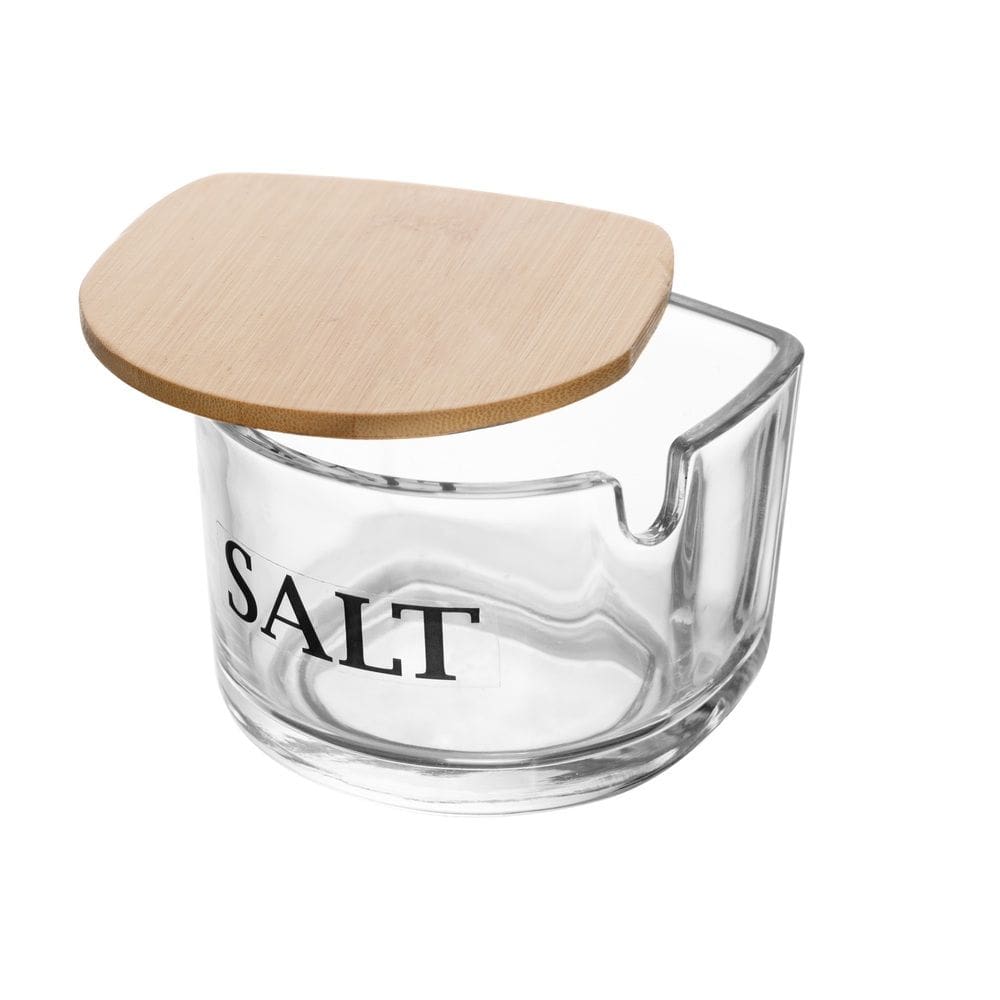 Saleiro de Vidro C/Tampa de Bambu Basic 8x10cm Wolff