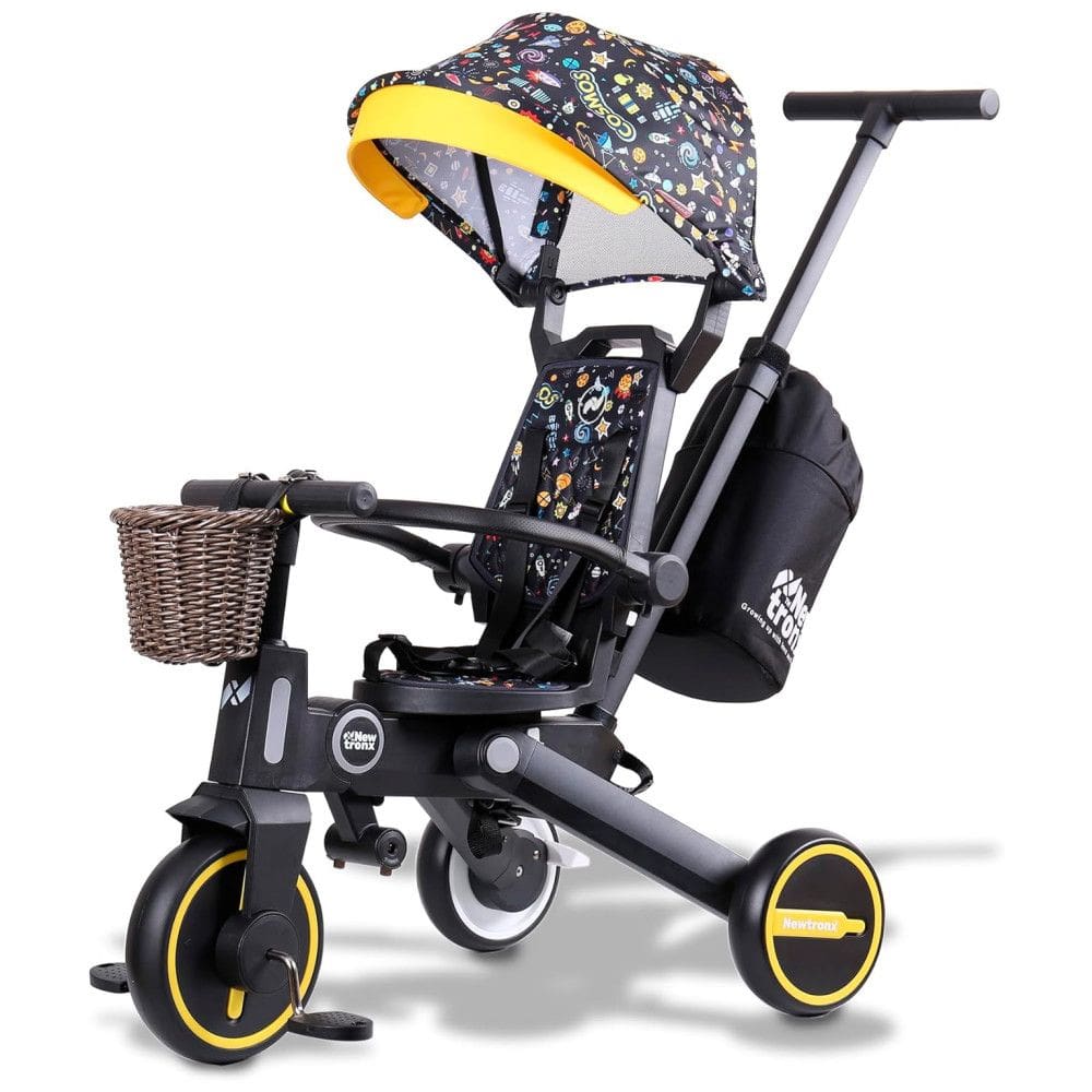 Triciclo Infantil com Cesta, Mochila de Viagem e Bolsa para os Pais para Crianças de 1 a 5 Anos, NewtronX, Roxo