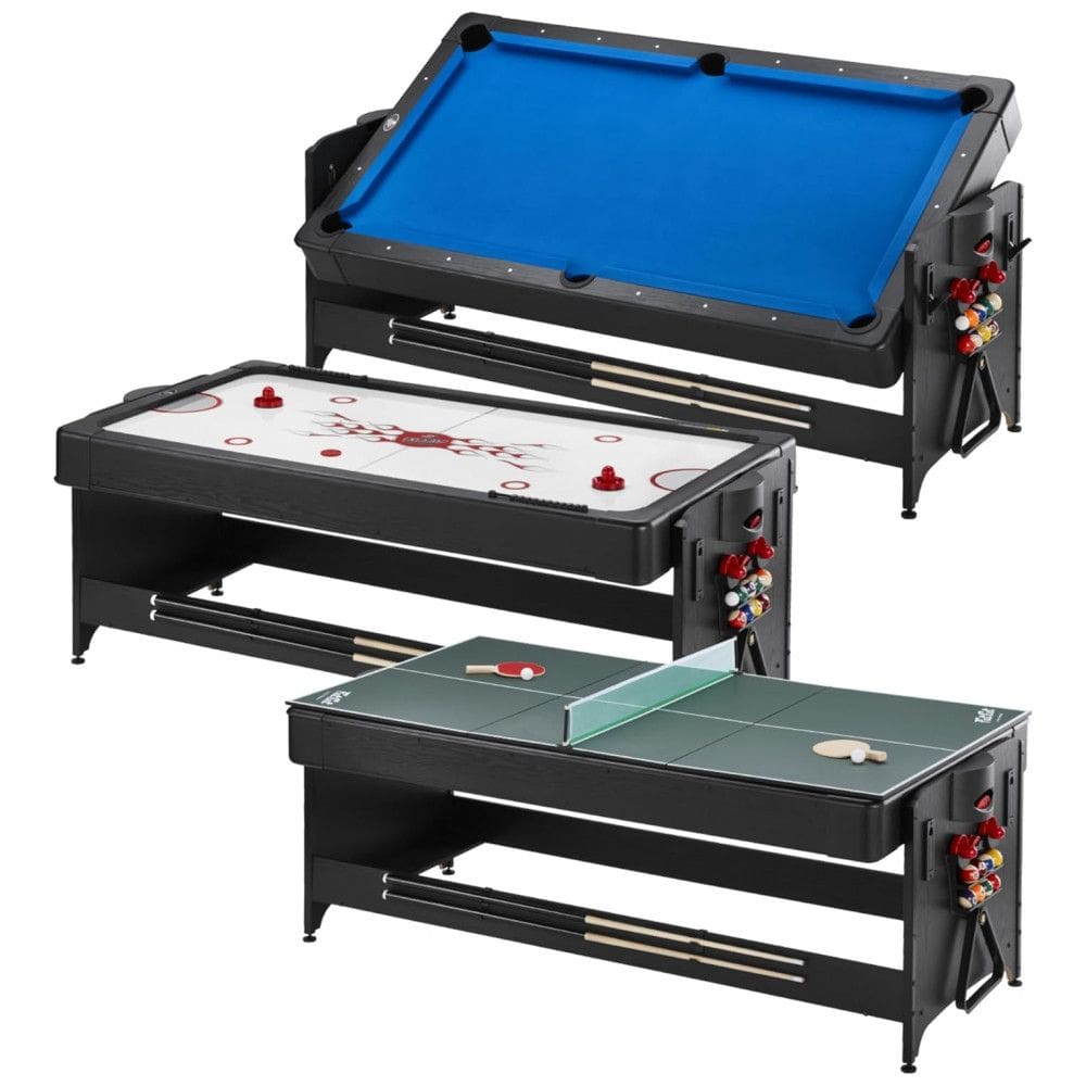 Mesa de Jogos 3 em 1, Hockey, Bilhas e Ping e Pong, Para você se Divertir Muito em Casa com Bilhar, Air Hockey e Tênis de Mesa, Fat Cat