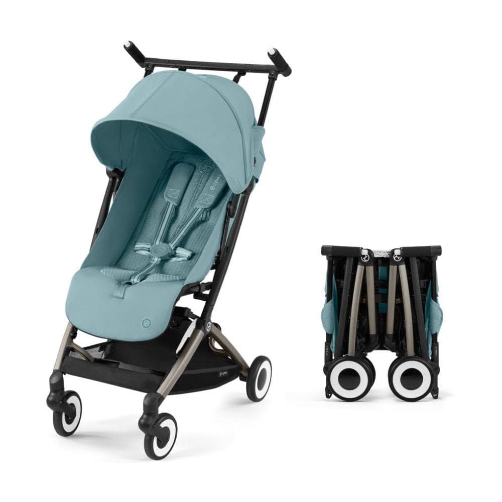 Carrinho de Bebê Ultracompacto com Suspensão Suave e Reclinação Ajustável com Uma Mão, Cybex Libelle, Azul Tempestuoso