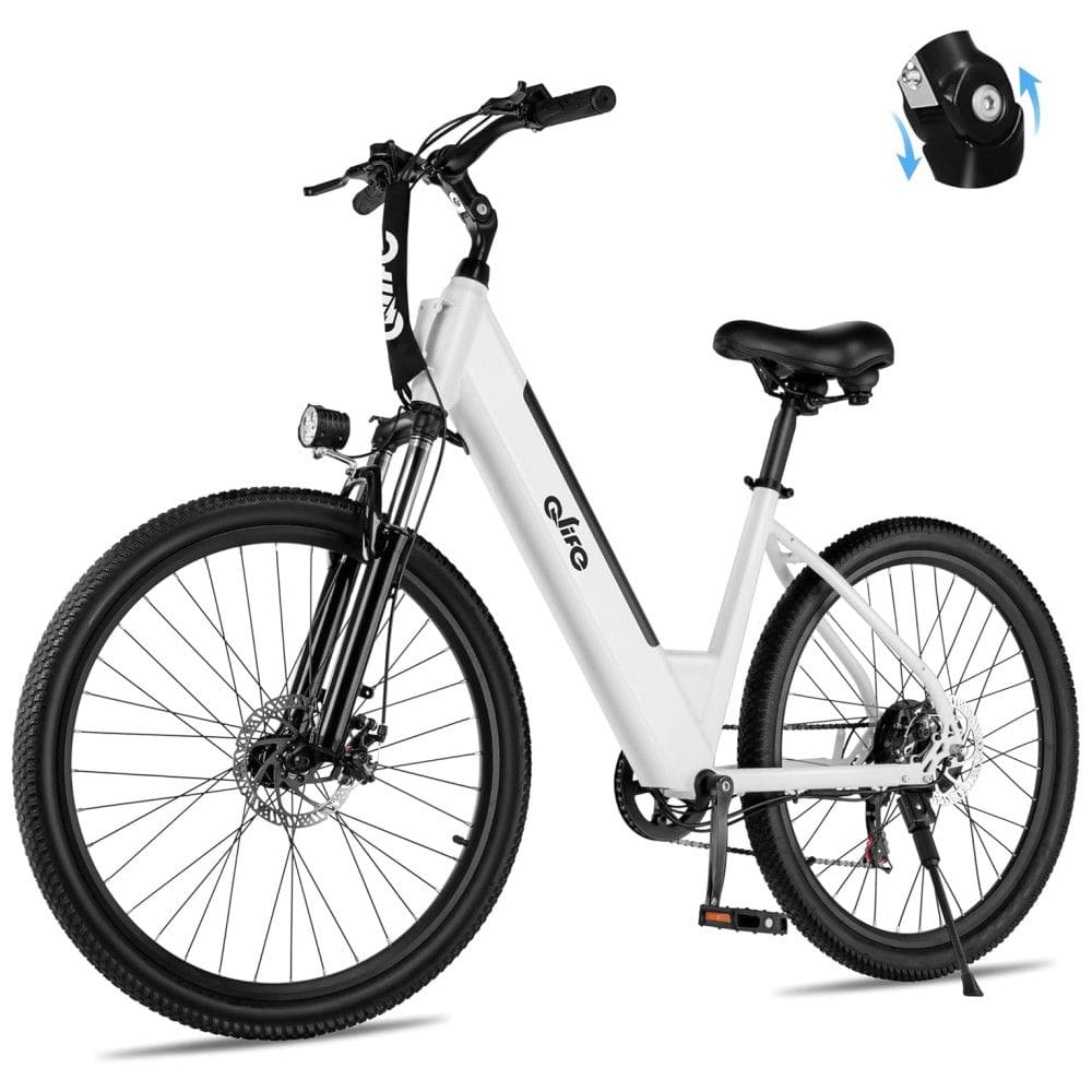 E-bike Urbana Qlife Cityone ST Step-Thru, Bateria 36V UL2849, 7 Velocidades, Pneus 26”x2,1”, Suspensão Frontal, Branca