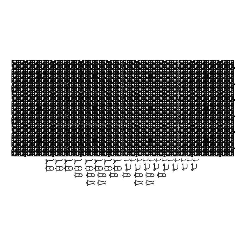 Painel Preto Para Ferramentas Plástico Perfurado + 48 Ganchos