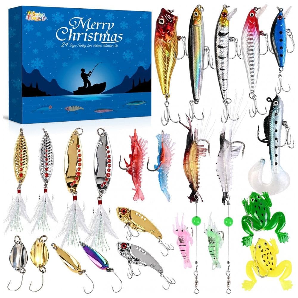 Calendário de Advento de Pesca 2025, Calendário de Advento de Iscas de Pesca 2025, Calendários de Advento 2025 para Adultos, SpringFlower