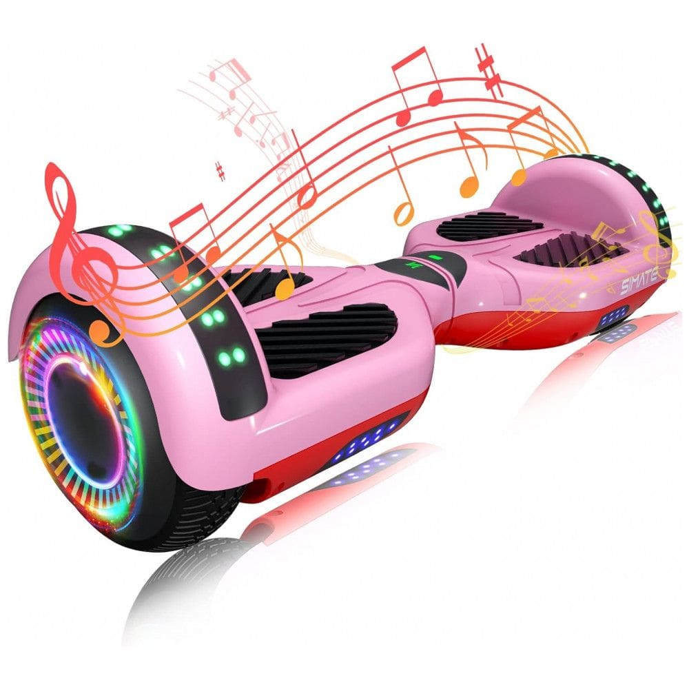 Hoverboard SIMATE Rosa 6,5” com Bluetooth, Luzes LED e Certificação UL2272 – Até 13,7 km/h, Autonomia de 12,8 km
