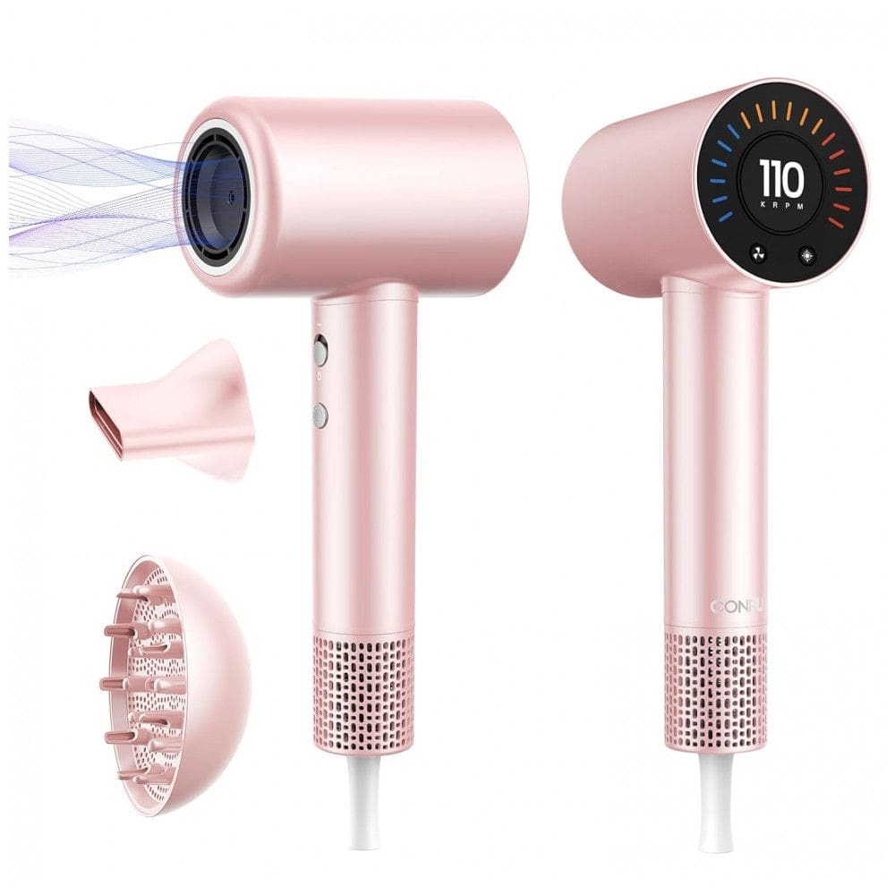 Secador de Cabelo CONFU, 110000 RPM para Secagem Rápida com Difusor Magnético e Concentrador, Secador de Cabelo Iônico Profissional Leve
