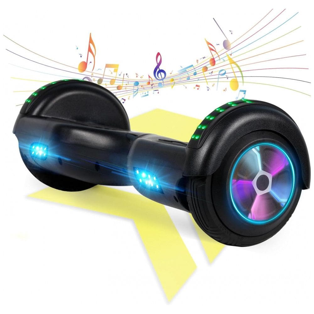 Hoverboard Elétrico Preto FLYING-ANT A02B, 16,5 cm Rodas, 10-16 km/h, Alcance 9,6 km, Bluetooth, LED’s Coloridos, Motor Dual 350W