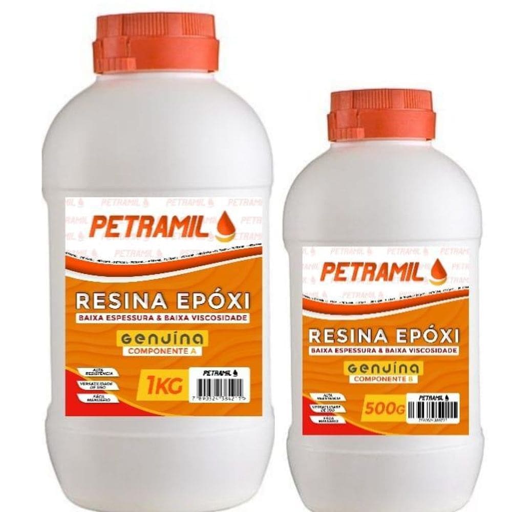 Resina Epóxi Petramil Cristal 1,5Kg Baixa Espessura.