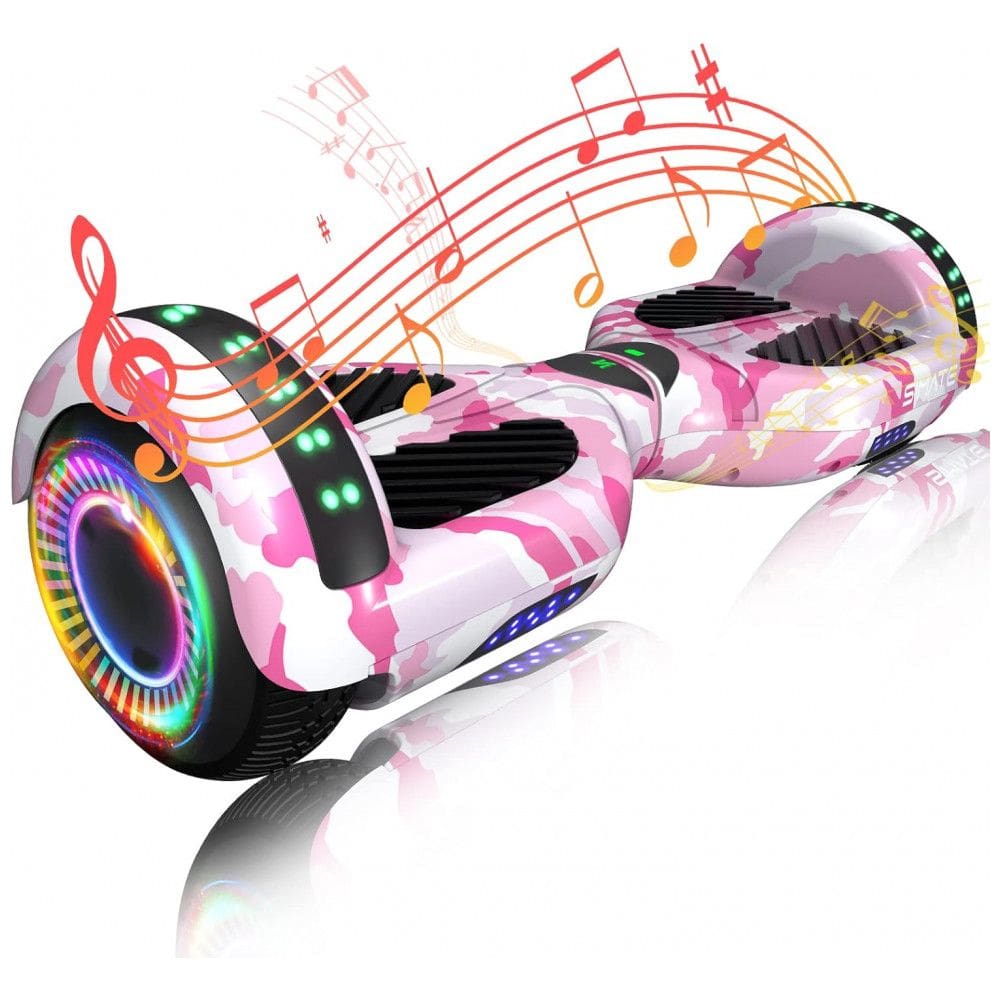Hoverboard SIMATE, Bluetooth com Luzes de LED e Controle de APP, Presente para Crianças e Adultos, para Todas as Idades - Rosa Camuflagem