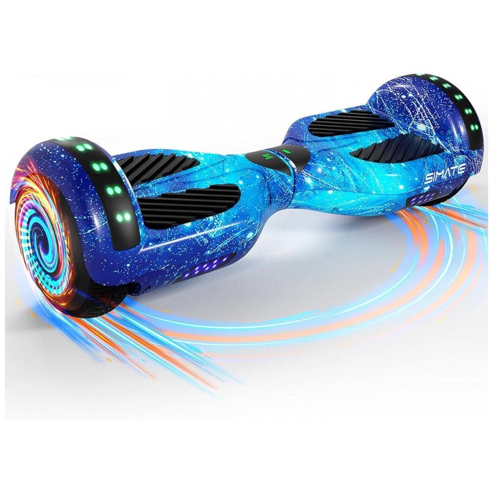 Hoverboard SIMATE 6,5” Galaxy Blue com LED e Bluetooth – Certificado UL2272, Motores 250W, até 12 km/h