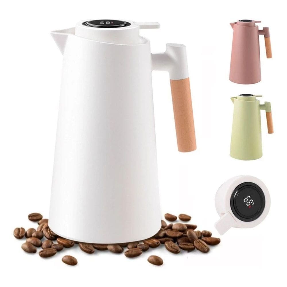 Garrafa De Cafe Térmica Branca Com Termômetro Digital 1L