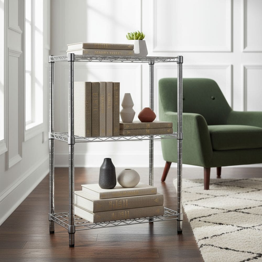 Estante De Aco Cromado 3 Prateleiras 90x60x35cm 150kg