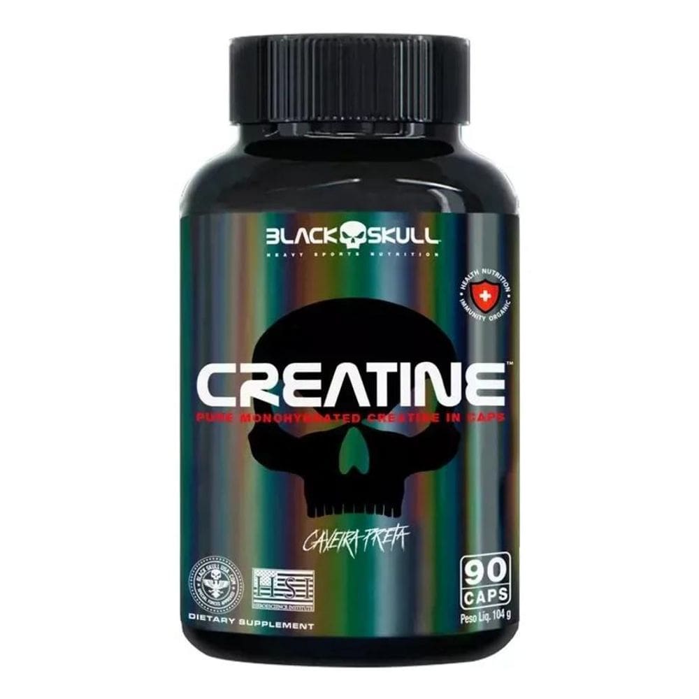 2X Creatina 100% Pura 90 Cápsulas - Black Skull 30 Doses