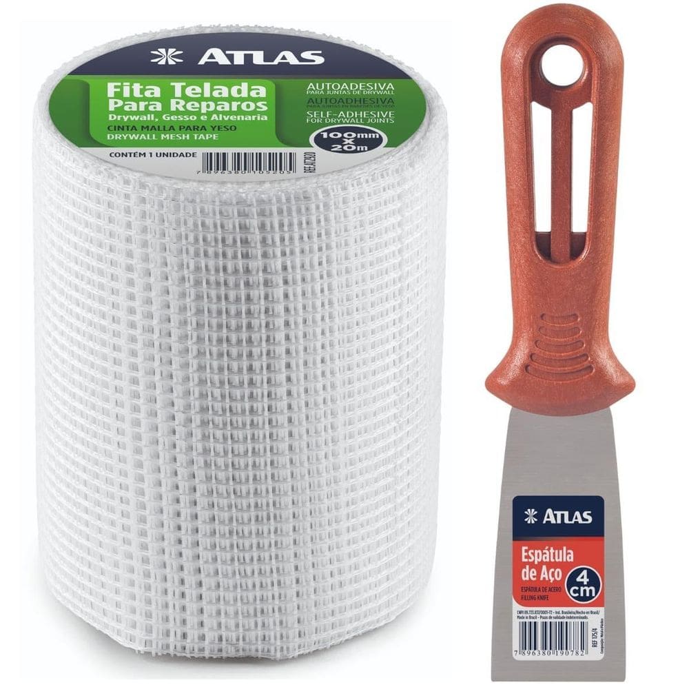 Fita Telada Auto Adesiva Reparo 100Mm X 20M + Espátula 4Cm