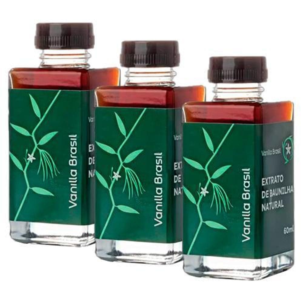 Kit 3X: Extrato De Baunilha Natural Vanilla Brasil 60Ml