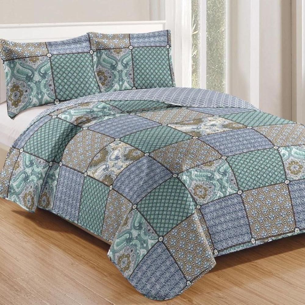 Kit Cobre Leito Colcha Casa Scarpa Mix Queen Estampado Dupla